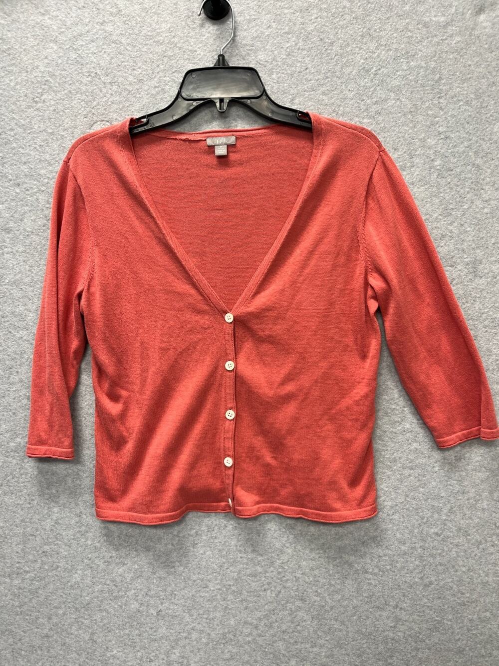 J Jill 100% Cotton Cardigan Orange Women's Size PM Petite Medium